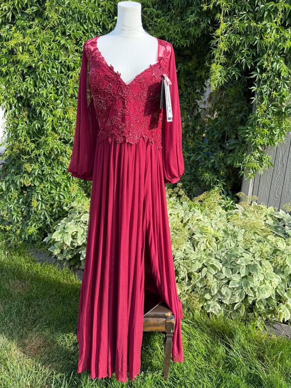 NEW WITH TAGS MGNY by Morilee Wine Beaded Formal Gown Size 18 MOB/Groom